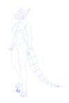 2:3 absurd_res anthro blue_and_white breasts female genitals hermip hi_res line_art long_tail machine monochrome nipples nude pak_(hermip) protogen pussy sketch solo unfinished world_war_2 