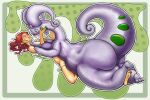  blue_eyes breasts butt duo female female/female goodra hair hi_res hoedeer human interspecies kissing mammal nintendo pok&eacute;mon pok&eacute;mon_(species) pok&eacute;philia red_hair slime video_games 