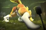  3:2 3d_(artwork) anthro ass_up aviosfm bandai_namco blush bodily_fluids bodily_fluids_in_ass bodily_fluids_in_pussy breasts butt digimon digimon_(species) digital_media_(artwork) digitigrade ejaculation eyes_closed female forest genital_fluids hi_res jack-o&#039;_pose markings masochism messy nude orgasm outside plant pose pussy_ejaculation pussy_juice solo source_filmmaker spank_marks spanked_butt spanking spread_legs spreading taomon tears tree yellow_body yellow_butt 