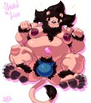  absurd_res anthro armpit_hair beard belly big_belly black_hair black_mane bobthetanuki body_hair brown_pawpads bulge cartoon_network clothed clothing facial_hair felid fusion gem hair hi_res human jacket lion lion_(steven_universe) male mammal mane moobs nipples open_clothing open_topwear overweight overweight_anthro overweight_male pantherine pawpads pink_clothing pink_jacket pink_topwear pubes solo steven_quartz_universe steven_universe topwear underwear 