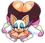  anthro ass_up big_butt breasts butt chiropteran cleavage clothed clothing female hi_res huge_butt jack-o&#039;_pose mammal matospectoru pose rouge_the_bat sega simple_background solo sonic_the_hedgehog_(series) white_background 