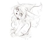  1:1 2020 anthro black_and_white blush breasts collar ear_tuft eyes_closed female fur hair hi_res kemono long_hair mammal monochrome open_mouth open_smile pipisan simple_background sketch smile solo tuft white_background 