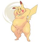  absurd_res anthro balls belly bow_tie ero_(character) eroborus genitals hi_res male nintendo nude one_eye_closed overweight overweight_anthro overweight_male penis pikachu pok&eacute;mon pok&eacute;mon_(species) solo standing video_games wink yellow_body 