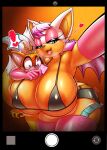  anthro areola big_breasts breasts canid canine chiropteran cleavage clothed clothing condom duo female fox hi_res huge_breasts hyper hyper_breasts mammal michiyoshi miles_prower rouge_the_bat sega sexual_barrier_device sonic_the_hedgehog_(series) wide_hips 