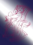  2019 beastars canid canine canis chair claws duo female female/female furniture gradient_background haru_(beastars) hi_res interspecies iro_gomasio juno_(beastars) lagomorph leporid looking_at_viewer looking_back looking_back_at_viewer mammal nude predator/prey rabbit rocking_chair simple_background sitting sketch wolf 