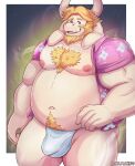  2021 absurd_res anthro asgore_dreemurr barmaku belly boss_monster bovid bovine bulge caprine clothed clothing hi_res humanoid_hands male mammal mature_male moobs navel nipples open_clothing open_shirt open_topwear overweight overweight_male shirt solo topwear undertale underwear video_games 