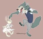  anthro ascot barefoot beastars blue_clothing blue_topwear blue_vest bottomwear brown_background canid canine canis clothed clothing crossover dancing disney dress duo eyes_closed feet female fluffy fluffy_tail fur grey_body grey_bottomwear grey_clothing grey_fur grey_pants grey_stripes hand_holding happy haru_(beastars) lagomorph laugh legoshi_(beastars) leporid male male/female mammal multicolored_body multicolored_fur on_one_leg pants pattern_bottomwear pattern_clothing pattern_pants rabbit segamastergirl shirt signature simple_background standing striped_bottomwear striped_clothing striped_pants stripes style_parody topwear two_tone_body two_tone_fur vest white_ascot white_body white_clothing white_dress white_fur white_shirt white_topwear wolf 