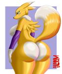  2020 absurd_res anthro bandai_namco big_breasts big_butt breasts butt digimon digimon_(species) female fur hi_res lian_(artist) raised_tail renamon solo yellow_body yellow_fur 