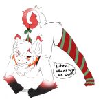  anthro bodily_fluids breasts christmas christmas_clothing clothing felid feline female holidays infernaltee inviting jack-o&#039;_pose legwear legwear_only lynx mammal mostly_nude pose sketch solo stockings stockings_only sweat sweatdrop tee_(infernaltee) 