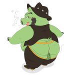  1:1 2021 96panda angry_birds anthro anus backsack balls beard belly big_belly blush butt clothing cowboy cowboy_hat domestic_pig facial_hair genitals green_body hat headgear headwear hi_res kemono king_leonard male mammal overweight overweight_male pig_(angry_birds) simple_background solo suid suina sus_(pig) video_games white_background 