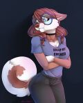  2019 4:5 akira_volfsar anthro blue_eyes breasts brown_hair canid canine canis clothed clothing digital_media_(artwork) domestic_dog english_text eyewear female glasses hair hi_res husky mammal meme nordic_sled_dog shirt solo spitz text text_on_clothing text_on_shirt text_on_topwear topwear until_it_snaps 