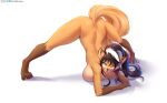  2021 4_toes absurd_res anthro ass_up breasts canid canine claws digital_media_(artwork) elizabeth_fox feet female fox hi_res jack-o&#039;_pose mammal nude one_eye_closed plantigrade pose shaded side_boob solo spread_toes toes viejillox wink 