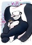  &lt;3 anthro big_pecs black_body black_fur black_nose body_hair digital_media_(artwork) fur hair hair_over_eyes heart_pattern hi_res large_pecs looney_tunes male mammal mephitid muscular muscular_anthro muscular_male nipples pecs pitu_le_pew simple_background skunk smile solo ve warner_brothers white_body white_fur white_hair xneobeastx 