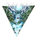  2021 anthro antlers black_body blue_body blue_fur cervid clothed clothing empty_eyes fur heather_bruton horn leaf looking_at_viewer male mammal moon night nipples solo topless white_body white_eyes white_fur 