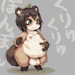  1:1 anthro balls belly big_balls big_belly breasts canid canine censored genitals gynomorph hi_res intersex mammal micropenis oseron overweight overweight_intersex penis raccoon_dog small_penis solo tanuki tanuki_leaf 