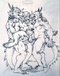  anal anthro balls bovid bovine cattle double_penetration dragon erection genitals group group_sex hi_res madboart male male/male mammal masturbation muscular penetration penis sex shower threesome 