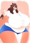  &lt;3 anthro atherbirochi big_breasts breasts brown_hair chubby_female cleavage clothed clothing dialogue dragon english_text female hair hi_res huge_breasts hyper hyper_breasts mature_female miss_l overweight overweight_anthro overweight_female slightly_chubby text thick_thighs tongue tongue_out 