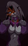  abs alien anthro appoplexian ben_10 breasts cartoon_network clothing collar crossgender fagstain_(artist) felid feline female fur glowing glowing_eyes hair hi_res mammal orange_body orange_fur rath_(ben_10) solo white_body white_fur white_hair 