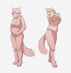  2021 absurd_res anthro biped bra breasts canid canine cleavage clothed clothing female hair hi_res iuth mammal midriff monochrome navel panties simple_background slightly_chubby solo standing underwear underwear_only undressing white_background 