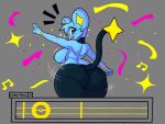  &lt;3 &lt;3_eyes anthro big_butt bouncing_breasts breasts butt dancing english_text female grey_background happy iamaneagle_(artist) looking_at_viewer looking_back musical_note nintendo nipples outletdraws pok&eacute;mon pok&eacute;mon_(species) shaking_butt shinx simple_background solo text thick_thighs video_games wide_hips 