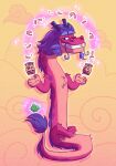  2021 absurd_res anthro asian_mythology dragon east_asian_mythology eastern_dragon facial_hair fur goatee hair hi_res horn long_(wish_dragon) male mythology pink_body pink_fur simple_background solo stellizard wish_dragon 