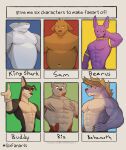  2021 abs absurd_res anthro armband beastars beerus behemoth_(ff) belly blood bodily_fluids brown_bear buddy_thunderstruck_(character) buddy_thunderstruck_(series) canid canine canis choker claws dc_comics domestic_cat domestic_dog dragon_ball dragon_ball_super ear_piercing ear_ring english_text eyebrows felid feline felis fin final_fantasy fish fur gills group hairless hairless_cat hi_res horn jewelry jrjresq king_shark male mammal marine meme moobs musclegut muscular muscular_anthro muscular_male navel necklace nude overweight overweight_anthro overweight_male pecs piercing riz_(beastars) sam_and_max samuel_dog scar shark six_fanarts_challenge smile sphynx_(cat) square_enix text tuft ursid ursine video_games 