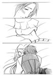  age_difference bed blush comic eternal_sonata female frederic_chopin frã©dã©ric_chopin holding_hand kiss leaning_over male monochrome polka sleeping source_request trusty_bell vest 