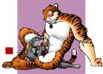  1999 anthro chris_goodwin collar digital_media_(artwork) duo felid fellatio genitals humanoid_genitalia humanoid_penis male male/male mammal muscular nude oral pantherine partran_(tiger) penile penis porcupine rodent sex size_difference tiger winterrock_(partran) 