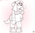  animal_crossing anthro belly big_belly big_breasts blush bodily_fluids bottomwear breasts canid canine canis clothed clothing digital_media_(artwork) domestic_dog drxii exercise female fur hair hi_res isabelle_(animal_crossing) mammal navel nintendo nipple_outline outie_navel popped_navel pregnant shih_tzu simple_background solo sweat toy_dog video_games workout_clothing 