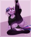  2021 5_fingers anthro clothed clothing cutie_mark digital_media_(artwork) equid equine female fingers friendship_is_magic hasbro horn iloota legwear mammal my_little_pony purple_eyes raised_leg shadow solo spread_legs spreading twilight_sparkle_(mlp) winged_unicorn wings 