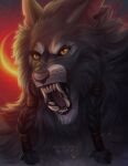  anthro black_body black_fur black_lips blizzard_entertainment canid fur lips male mammal naiterion open_mouth orange_eyes solo teeth tongue video_games warcraft were werecanid worgen 