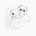  &lt;3 1:1 alfred_paws anthro big_breasts breast_grab breast_tattoo breasts choker claws cleavage clothed clothing daughter duo ear_piercing eyes_closed father father_and_child father_and_daughter female giant_panda hair hair_over_eye hand_on_breast heart_tattoo incest_(lore) jewelry long_hair luna_paws male male/female mammal monochrome necklace nipple_outline one_eye_obstructed parent parent_and_child piercing shirt simple_background smutbunny tattoo topwear ursid white_background 
