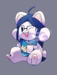  canid canine clothed clothing cup eyewear felid feline glasses hair hi_res mammal one_eye_closed pawpads pink_pawpads simple_background tem temmie_(undertale) topwear undertale video_games white_body wink 