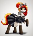  2021 clothing costume duster earth_pony equid equine fan_character female feral french_maid_outfit hasbro hi_res horse mammal my_little_pony oc:searing_flare pony rubber shamziwhite solo suit 