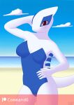  anthro beach blush breasts clothing commandg featureless_breasts featureless_crotch female legendary_pok&eacute;mon looking_at_viewer lugia nintendo nude pok&eacute;mon pok&eacute;mon_(species) seaside solo video_games 