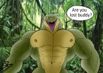  abs absurd_res anthro big_pecs crocodilian digital_media_(artwork) english_text fan_character hi_res lizzard male muscular muscular_male nude pecs photo_background reptile scalie solo sybervenn text 