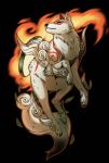  2020 amaterasu black_background black_nose canid canine canis capcom claws deity female feral fur hecatta hi_res mammal markings paws quadruped red_markings simple_background solo video_games white_body white_fur wolf ōkami 