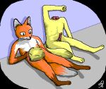  animal_genitalia anthro canid canine daleport996 detachable duo erection fox fur genitals gore headless male male/male mammal nipples nude orange_body orange_fur penis sheath signature smile vore willing_vore yellow_body yellow_fur 