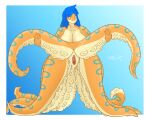  2020 5:4 alien animal_humanoid aurathecynders big_breasts blue_hair breasts cecaelia cephalopod cephalopussy digital_media_(artwork) female fish genitals hair hi_res holding_tentacle humanoid marine mollusk mollusk_humanoid naki_cil_(azmiaryial) nude octomaid octopus octopussy orange_body pussy smile solo suckers tentacles yellow_eyes 