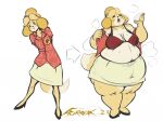  afurreak animal_crossing anthro arrow before_and_after belly big_belly big_breasts bottomwear bra breasts canid canine canis chubby_cheeks clothed clothing domestic_dog eyes_closed female fur hand_behind_back high_heels isabelle_(animal_crossing) mammal navel nintendo obese obese_anthro obese_female open_mouth overweight overweight_anthro overweight_female removing_shirt sequence shih_tzu shirt simple_background skirt smile smiling_at_viewer solo steam thick_thighs topwear toy_dog underwear undressing video_games weight_gain white_background white_body white_fur wide_hips yellow_body yellow_fur 