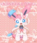  &lt;3 2016 ambiguous_gender blue_eyes blush canid canine cover cover_art cover_page deino doll eeveelution feral fur heart_background jirachicute28_(artist) looking_at_viewer mammal nintendo open_mouth pok&eacute;mon pok&eacute;mon_(species) solo sylveon video_games white_body white_fur 