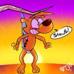  1:1 blush bulge dasyuromorph male mammal marsupial solo squirrelfromthesouth sunset thylacine ty_the_tasmanian_tiger ty_the_tasmanian_tiger_(series) video_games wedgie 