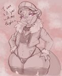  anthro berry_ranieri clothed clothing dialogue ear_piercing english_text female looking_at_viewer lutrine mammal mustelid open_mouth open_smile piercing smile solo talking_to_viewer text thick_thighs wide_hips xilrayne 