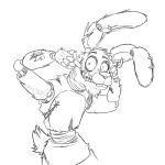  1:1 2021 3_fingers alpha_channel animatronic anthro damaged digital_drawing_(artwork) digital_media_(artwork) fangs fingers five_nights_at_freddy&#039;s five_nights_at_freddy&#039;s_4 front_view fur grin hare hi_res krolik lagomorph leporid long_ears looking_at_viewer machine male mammal monochrome piercing plushie plushtrap_(fnaf) portrait pose rabbit robot sharp_teeth signature smile solo standing teeth video_games 