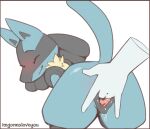  2021 ambiguous_gender animal_genitalia animal_pussy black_hair blue_body blue_fur blush bodily_fluids butt canine_pussy clitoral_fossa clitoris disembodied_hand duo female fingering fingering_partner fur genital_fluids genitals hair imgonnaloveyou lucario nintendo pok&eacute;mon pok&eacute;mon_(species) pussy pussy_juice simple_background solo_focus tan_body tan_fur vaginal vaginal_fingering video_games white_background 