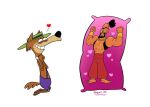  &lt;3 2021 anthro black_nose body_pillow bottomwear brown_body canid canine canis cartuneslover23 clothing duo genie hanna-barbera it&#039;s_the_wolf jellystone_(hbo_max) male male/male mammal mildew_wolf muscular muscular_male pants pillow shazzan shazzan_(character) wolf 