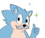  blue_body blue_fur eulipotyphlan facial_hair fur gesture hedgehog male mammal mustache ricksteubens sega solo sonic_the_hedgehog_(series) sonic_underground thumbs_up uncle_chuck 