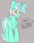  alpha_channel blush dialogue english_text equid equine female feral friendship_is_magic fur green_body green_fur hasbro hi_res horn itsspoopsb looking_up lyra_heartstrings_(mlp) mammal my_little_pony simple_background smile solo standing text transparent_background unicorn yellow_eyes 