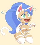  animal_humanoid blue_hair breasts brown_body capcom cat_ears_(disambiguation) cat_humanoid claws curvy_figure darkstalkers domestic_cat fangs felicia_(darkstalkers) felid felid_humanoid feline feline_humanoid felis female fur green_eyes hair humanoid kneeling mammal mammal_humanoid nude open_mouth purple_yoshi_draws solo thick_thighs video_games voluptuous white_body white_fur wide_hips 