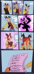  antelope anthro big_breasts bovid breasts clothed clothing comic english_text female gazelle gender_transformation hi_res horn male mammal mtf_transformation notebook pencil_(object) rusheloc solo speech_bubble text transformation 